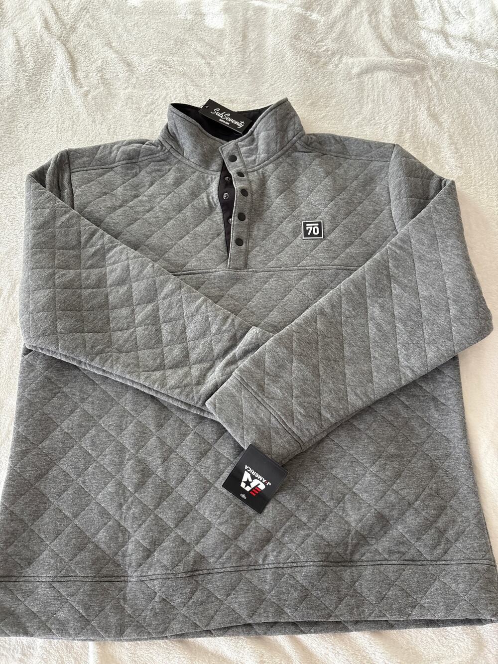 Sub 70 Subseventy quilted snap pullover charcoal grey. XXL Brand New with Tags